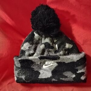Nike Black and Gray Camo Knit Beanie